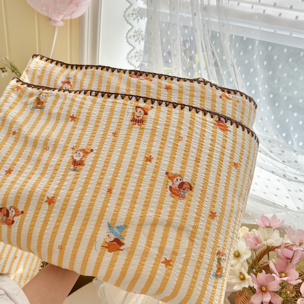 91家纺网 家纺一手货源 找家纺 初念 2026新款泡芙纱贝壳绣三角针夏被 提供买家秀 贝壳绣-魔法星星