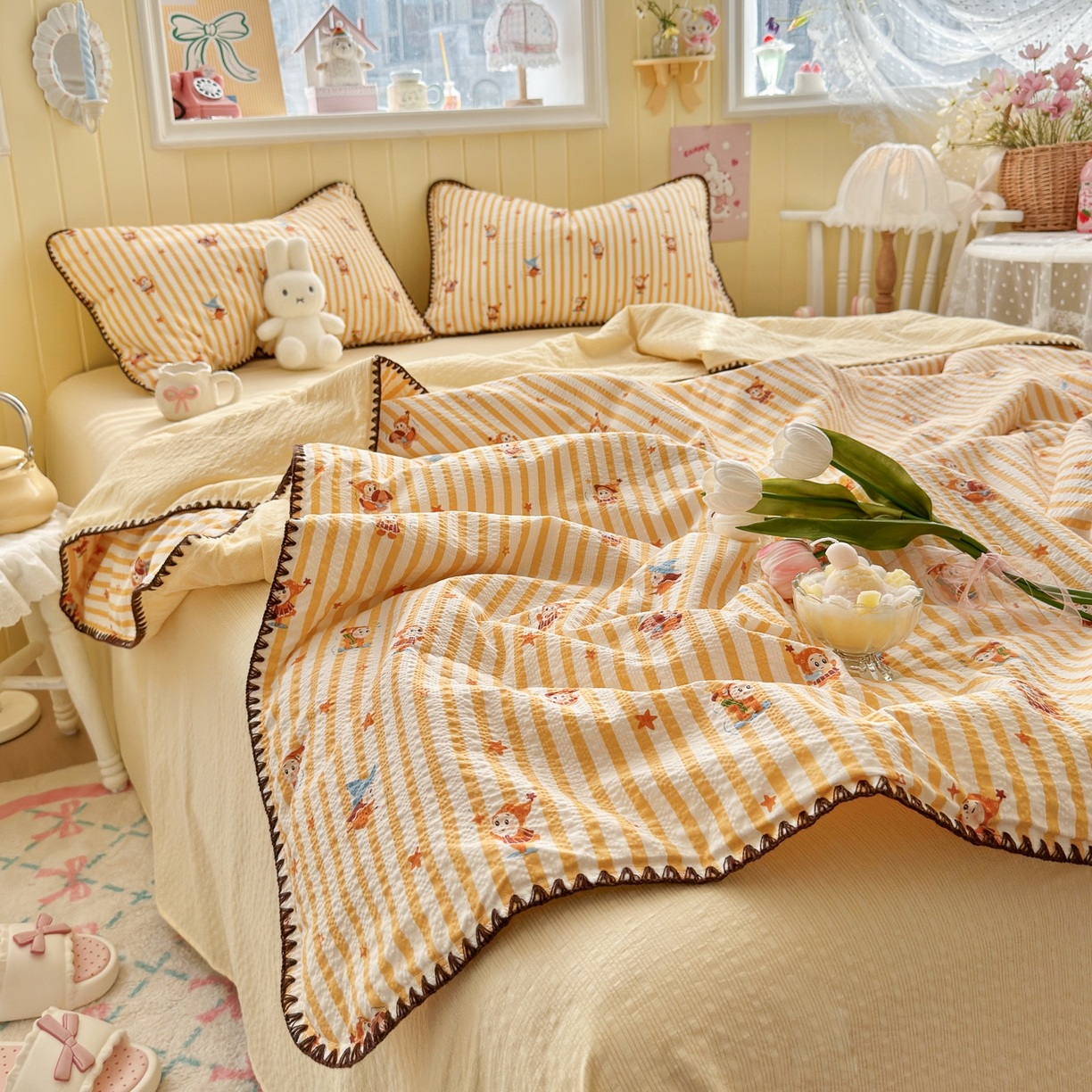 91家纺网 家纺一手货源 找家纺 初念 2026新款泡芙纱贝壳绣三角针夏被 提供买家秀 贝壳绣-魔法星星