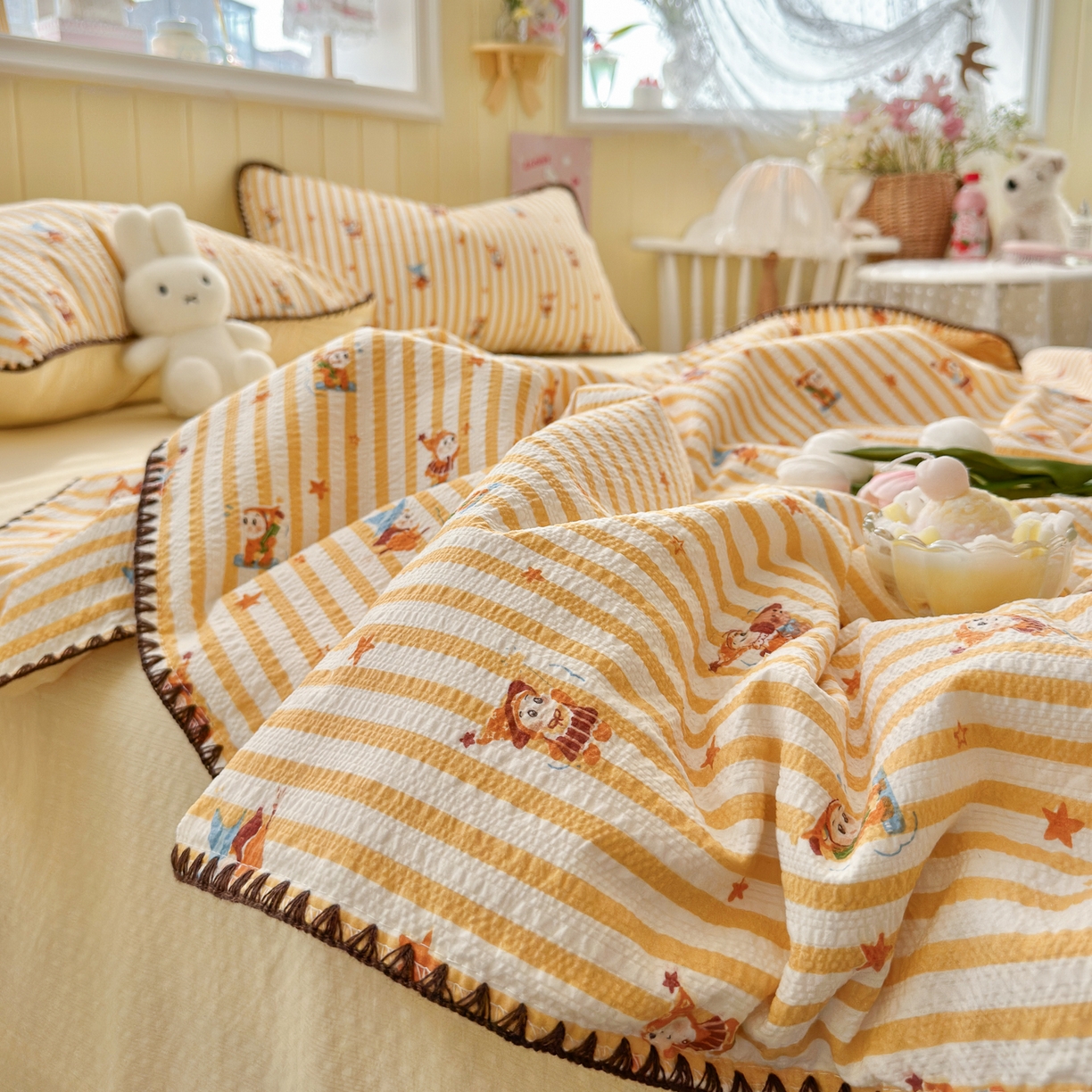 91家纺网 家纺一手货源 找家纺 初念 2026新款泡芙纱贝壳绣三角针夏被 提供买家秀 贝壳绣-魔法星星