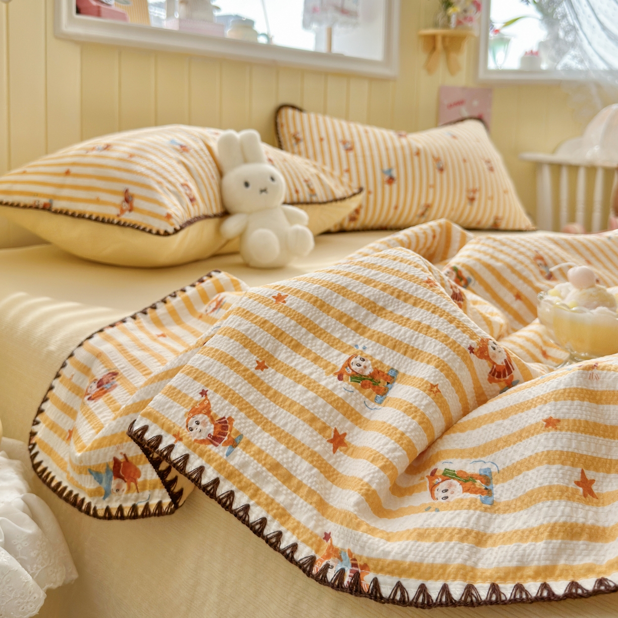 91家纺网 家纺一手货源 找家纺 初念 2026新款泡芙纱贝壳绣三角针夏被 提供买家秀 贝壳绣-魔法星星