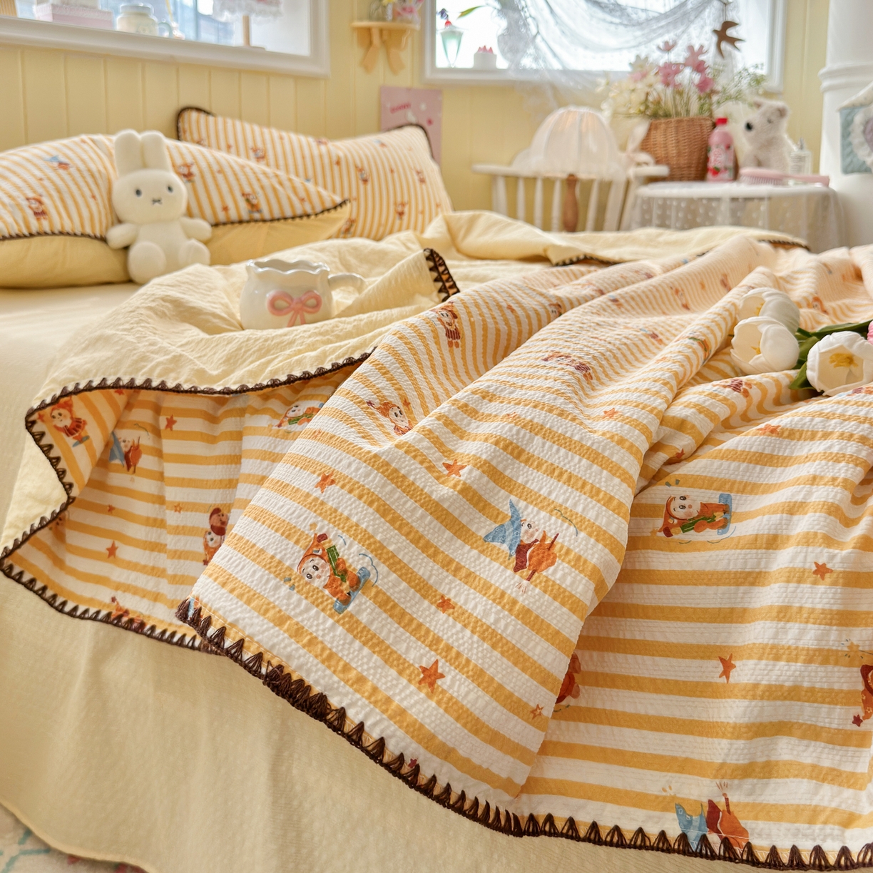 91家纺网 家纺一手货源 找家纺 初念 2026新款泡芙纱贝壳绣三角针夏被 提供买家秀 贝壳绣-魔法星星