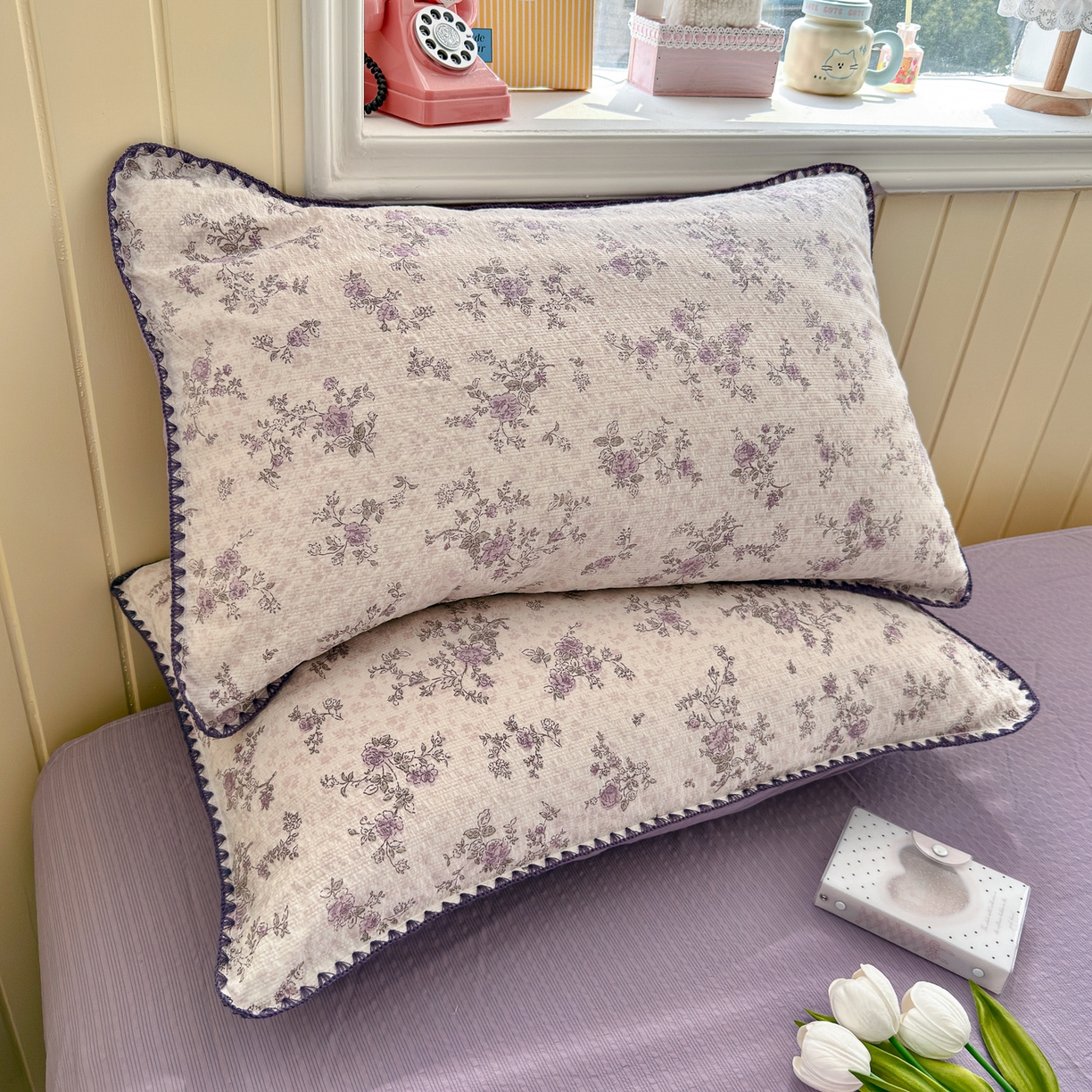 91家纺网 家纺一手货源 找家纺 初念 2026新款泡芙纱贝壳绣三角针夏被 提供买家秀 贝壳绣-柔紫碎花屿