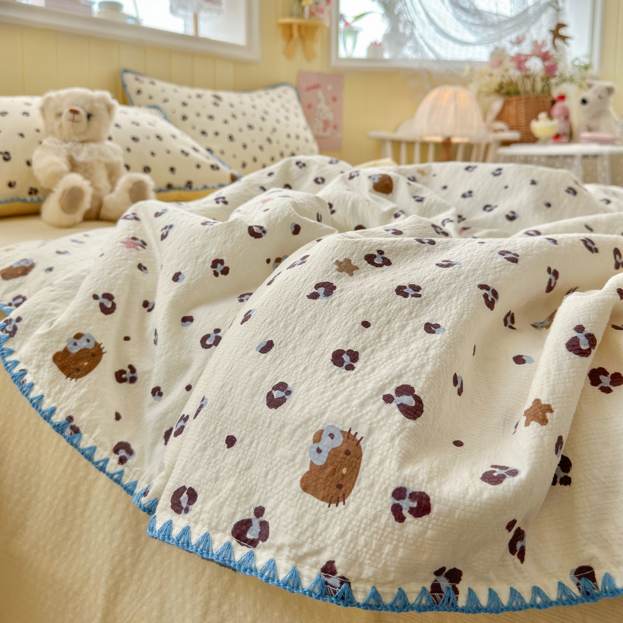 91家纺网 家纺一手货源 找家纺 （总）初念 2026新款泡芙纱贝壳绣三角针夏被 提供买家秀