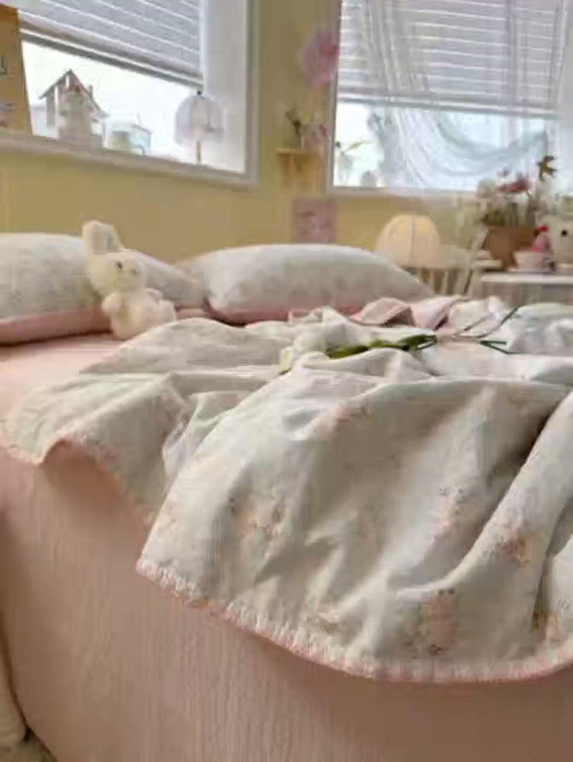 91家纺网 家纺一手货源 找家纺 初念 2026新款泡芙纱贝壳绣三角针夏被 提供买家秀 贝壳绣-柔诗意