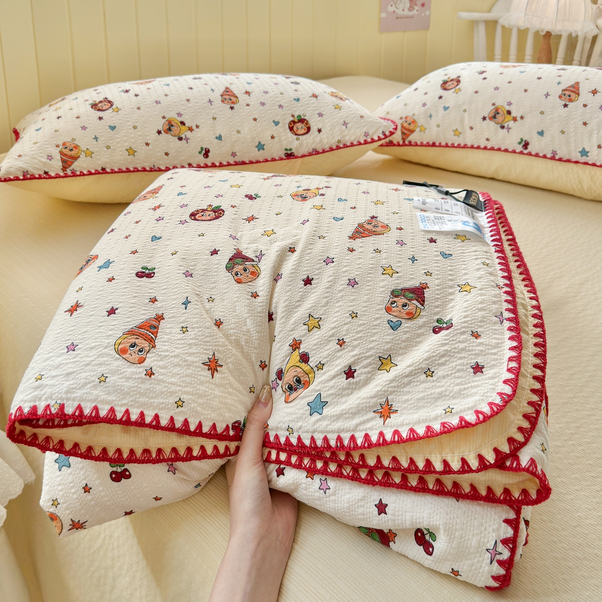 91家纺网 家纺一手货源 找家纺 （总）初念 2026新款泡芙纱贝壳绣三角针夏被 提供买家秀