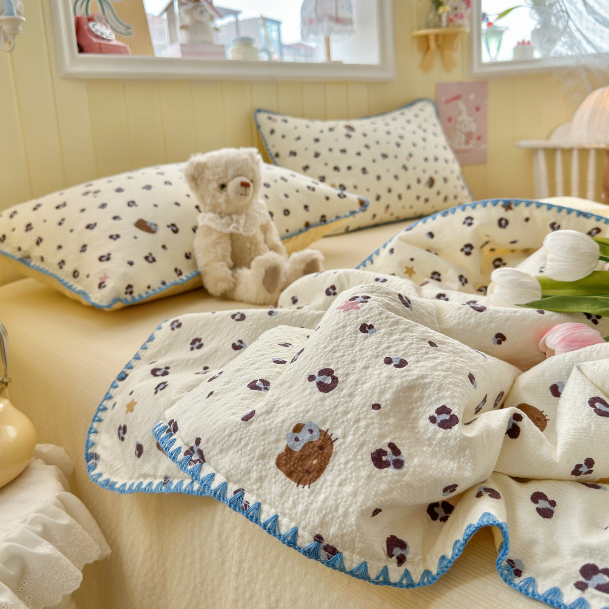 91家纺网 家纺一手货源 找家纺 （总）初念 2026新款泡芙纱贝壳绣三角针夏被 提供买家秀