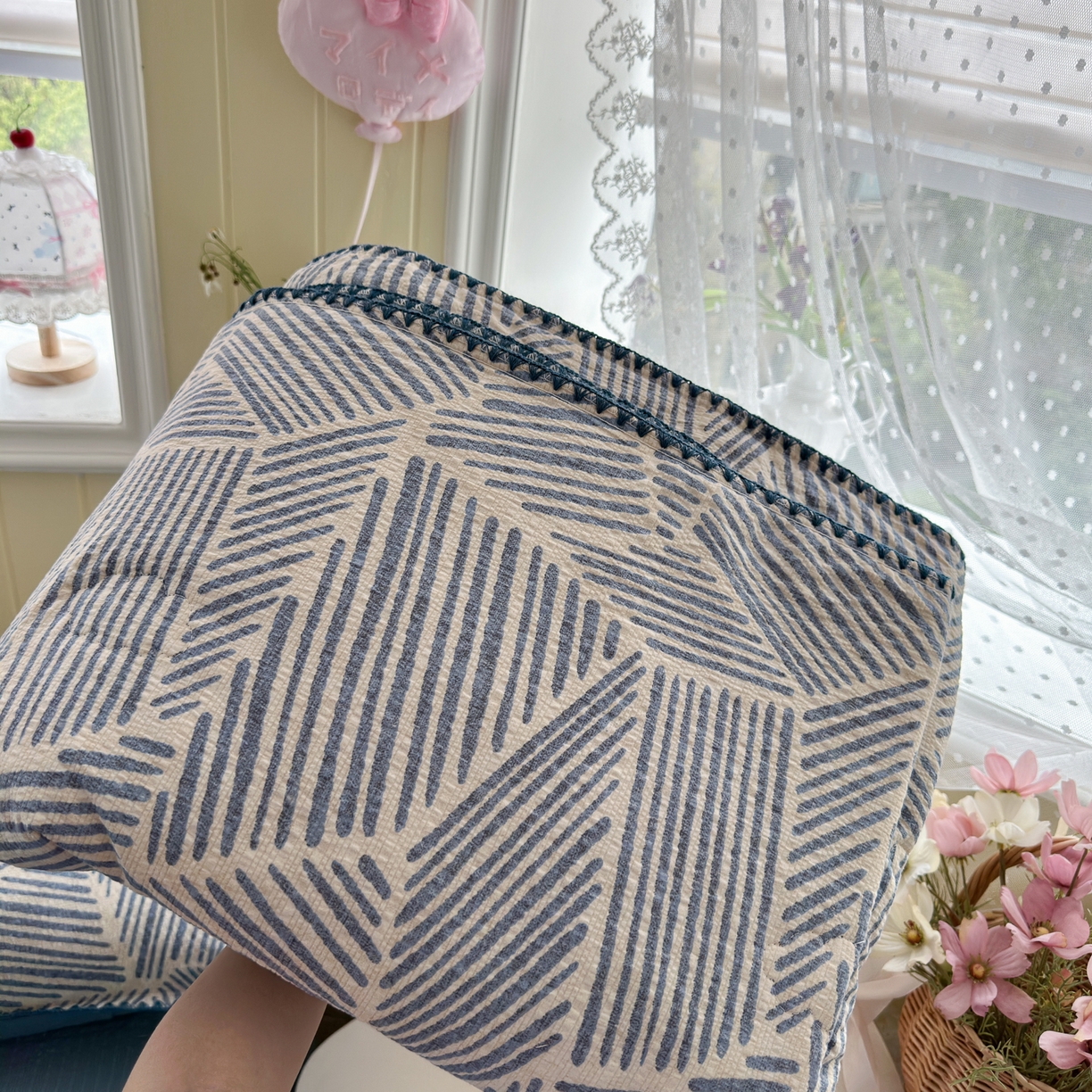 91家纺网 家纺一手货源 找家纺 初念 2026新款泡芙纱贝壳绣三角针夏被 提供买家秀 贝壳绣-浅川纹