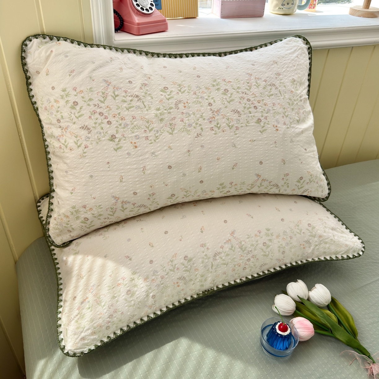 91家纺网 家纺一手货源 找家纺 初念 2026新款泡芙纱贝壳绣三角针夏被 提供买家秀 贝壳绣-浅夏花信