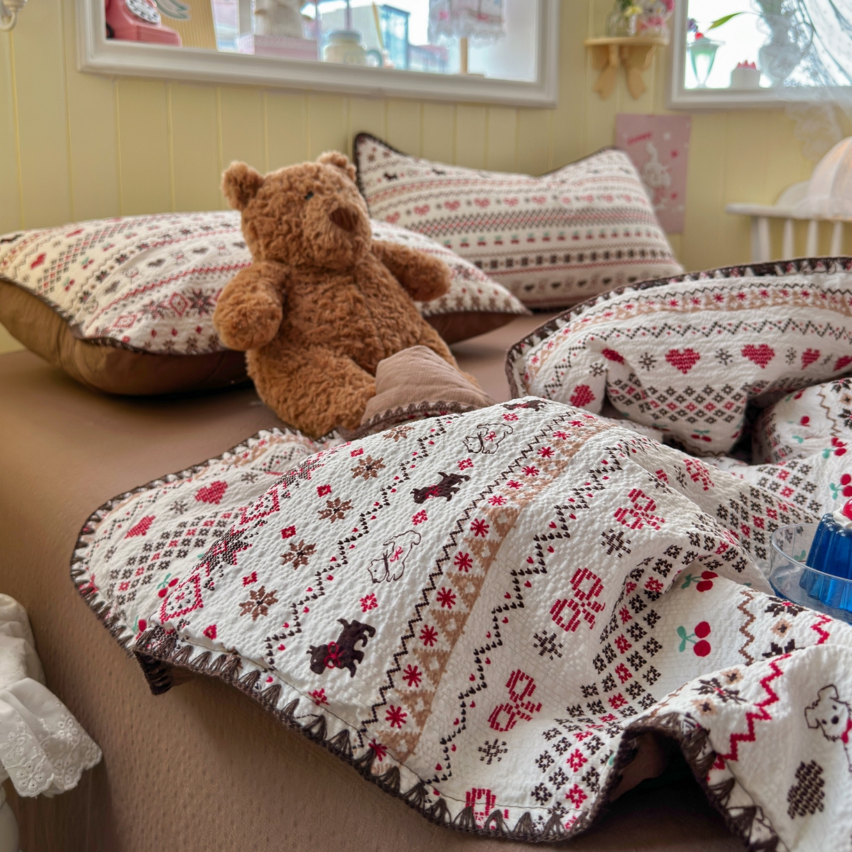 91家纺网 家纺一手货源 找家纺 初念 2026新款泡芙纱贝壳绣三角针夏被 提供买家秀 贝壳绣-萌物条条