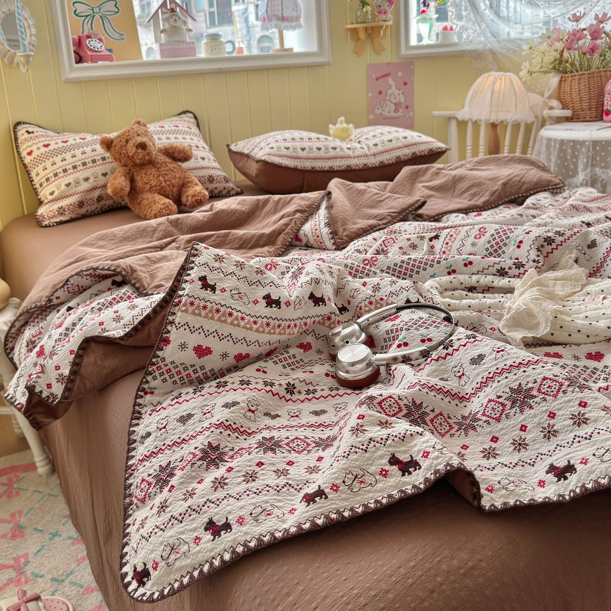 91家纺网 家纺一手货源 找家纺 初念 2026新款泡芙纱贝壳绣三角针夏被 提供买家秀 贝壳绣-萌物条条