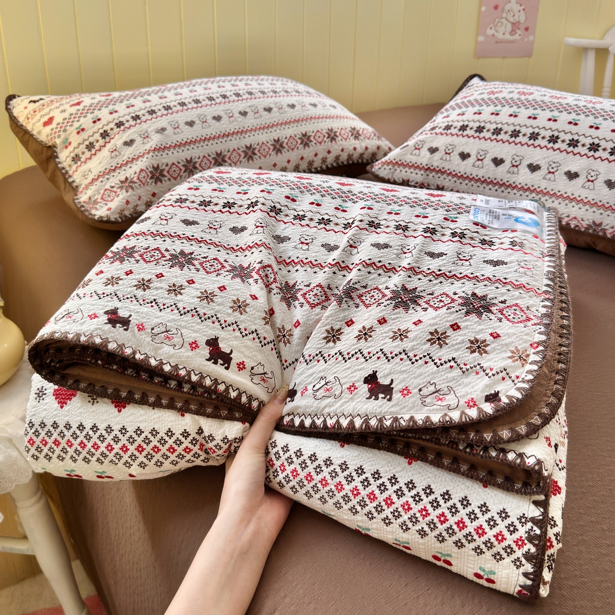 初念 2026新款泡芙纱贝壳绣三角针夏被 提供买家秀 贝壳绣-萌物条条