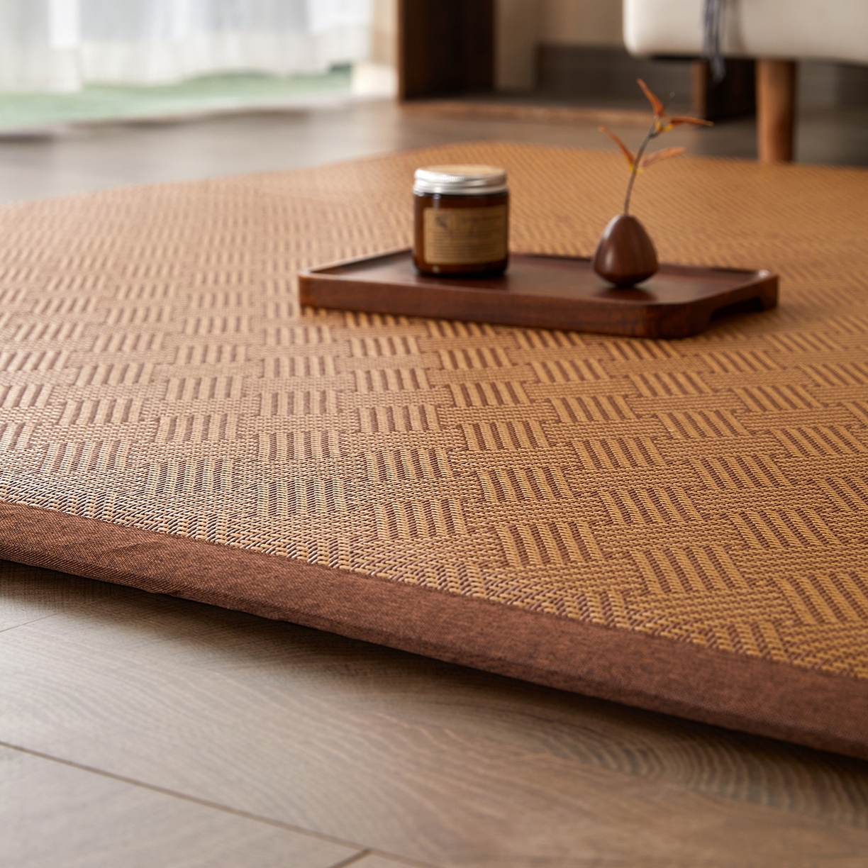 91家纺网 家纺一手货源 找家纺 航途席业 2026新款冰丝凉席地垫 饼干花