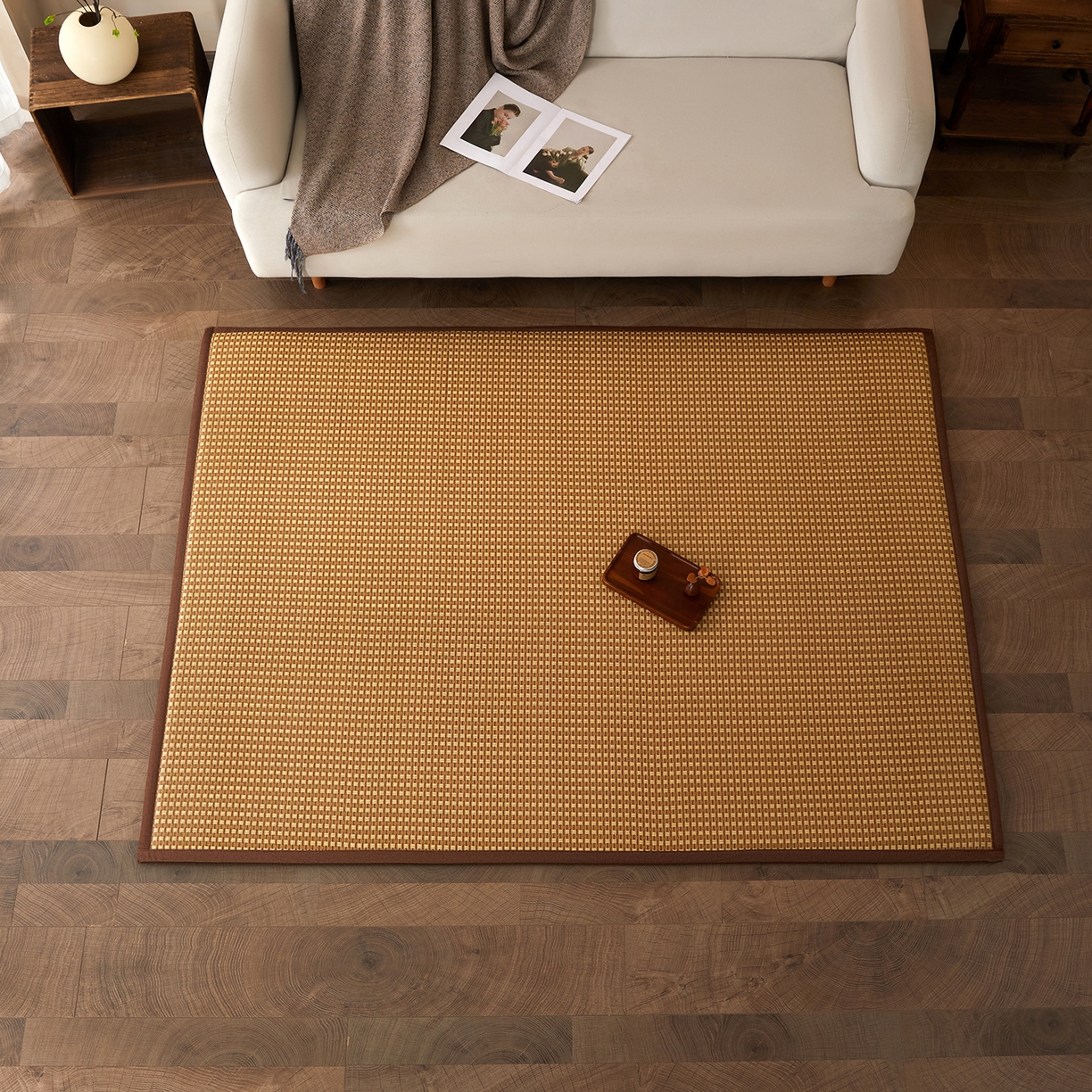 91家纺网 家纺一手货源 找家纺 航途席业 2026新款冰丝凉席地垫 白玉藤