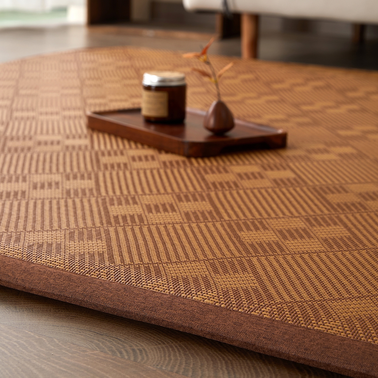 91家纺网 家纺一手货源 找家纺 航途席业 2026新款冰丝凉席地垫 九宫格