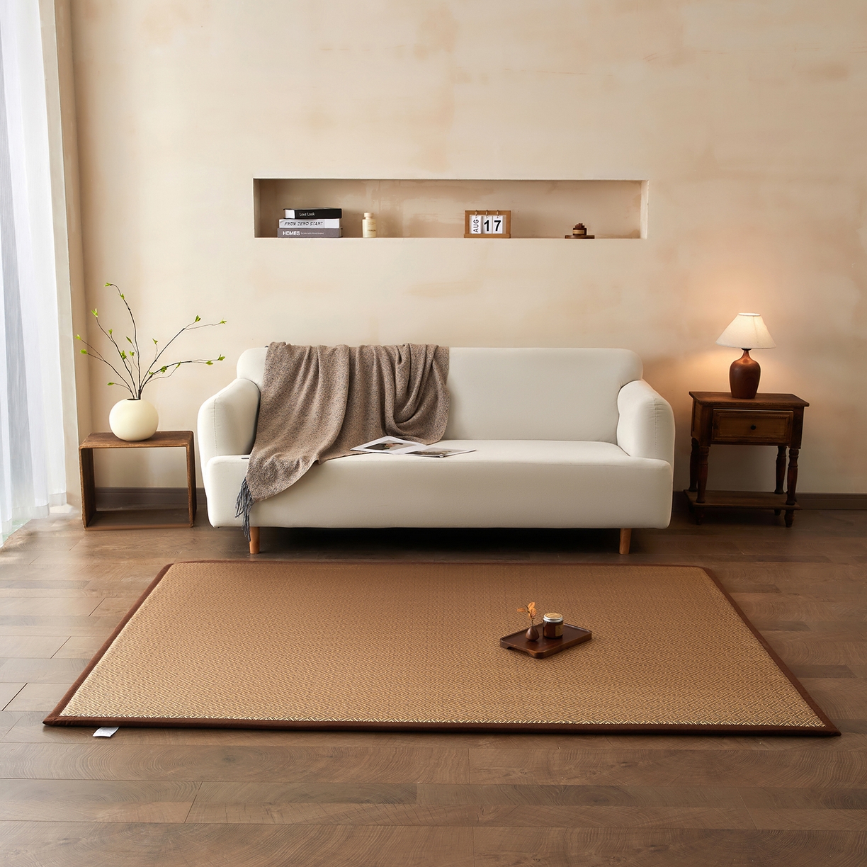 航途席业 2026新款冰丝凉席地垫 回字冰藤