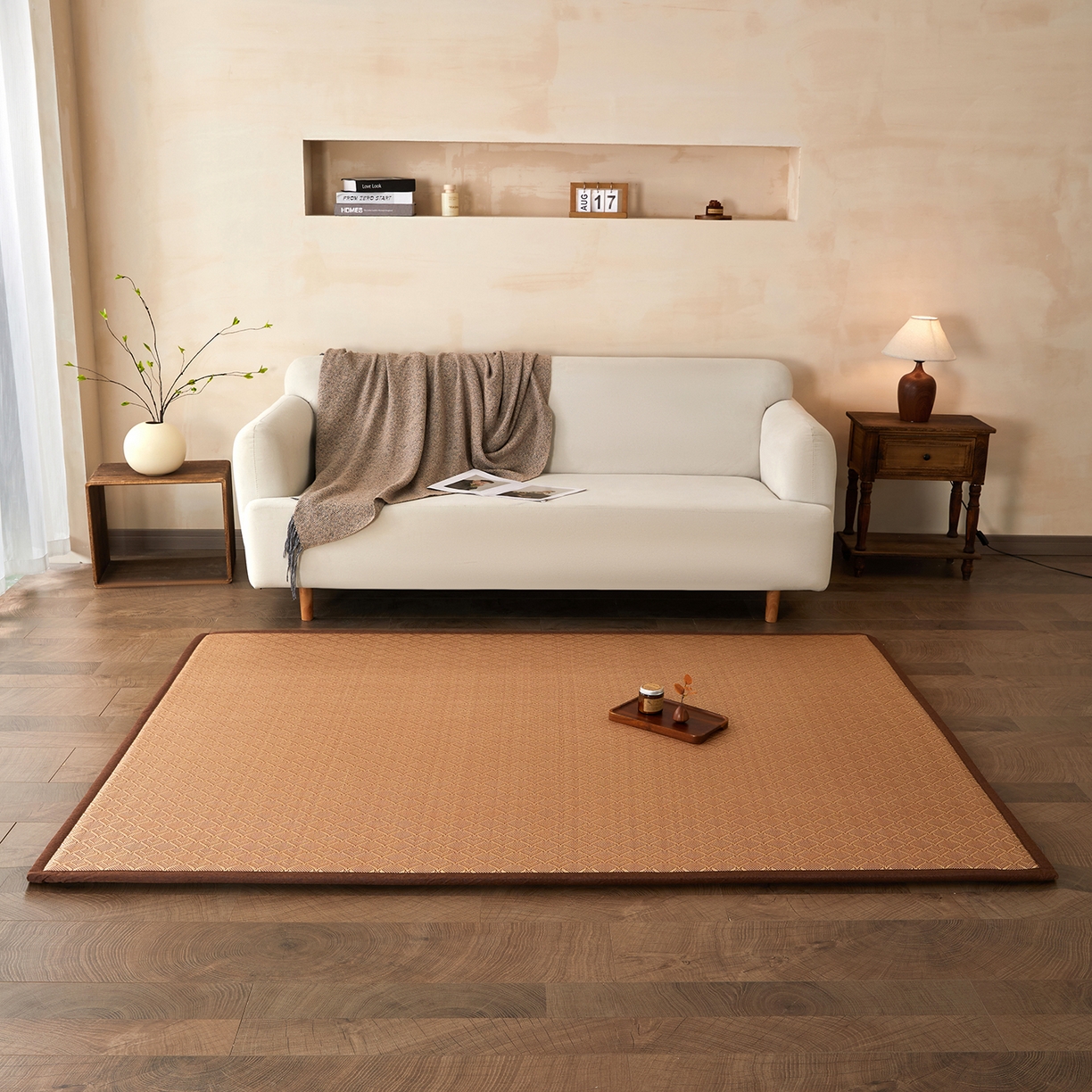 航途席业 2026新款冰丝凉席地垫 三角冰藤