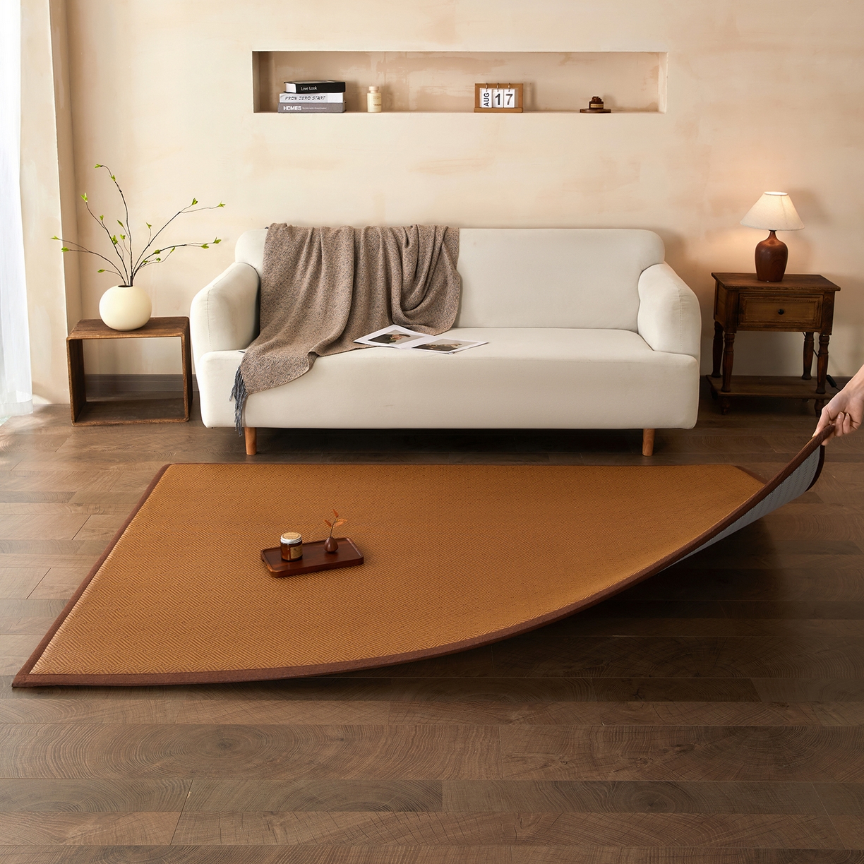 91家纺网 家纺一手货源 找家纺 航途席业 2026新款冰丝凉席地垫 饼干花