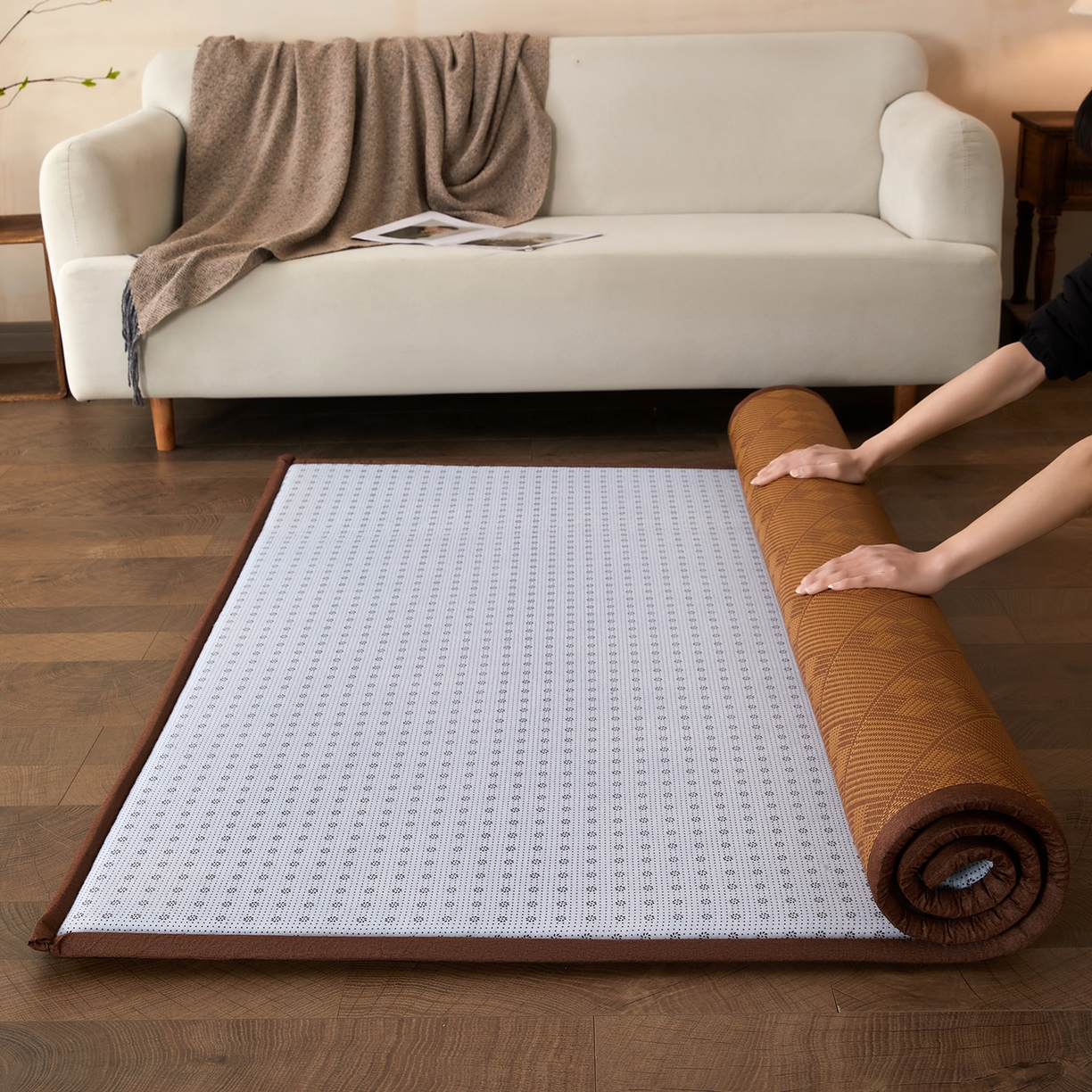 91家纺网 家纺一手货源 找家纺 航途席业 2026新款冰丝凉席地垫 九宫格