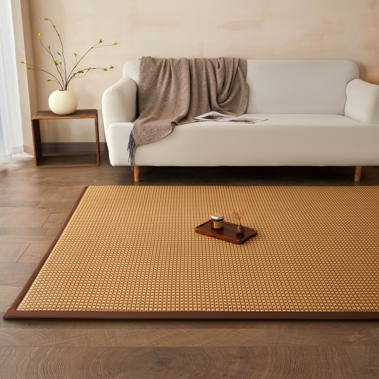 91家纺网 家纺一手货源 找家纺 航途席业 2026新款冰丝凉席地垫 白玉藤