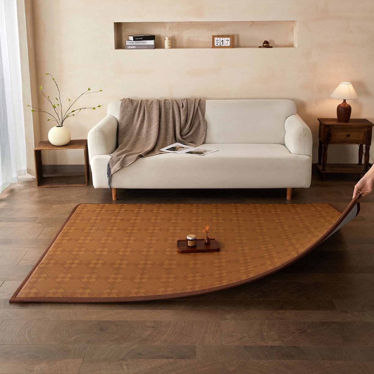 91家纺网 家纺一手货源 找家纺 航途席业 2026新款冰丝凉席地垫 九宫格