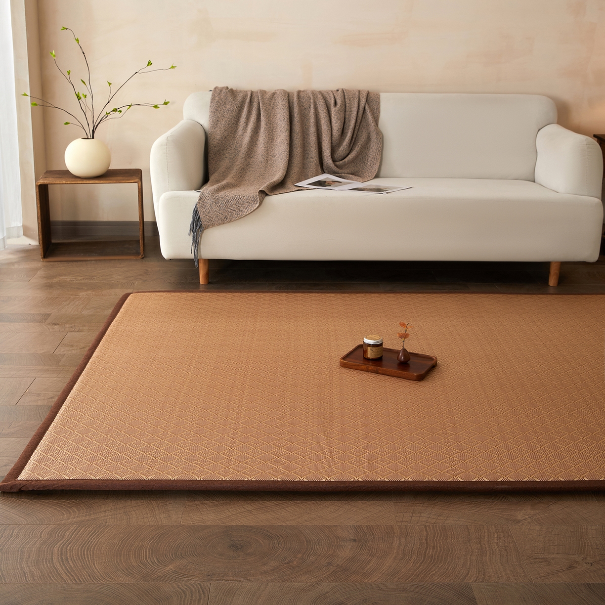 91家纺网 家纺一手货源 找家纺 航途席业 2026新款冰丝凉席地垫 三角冰藤