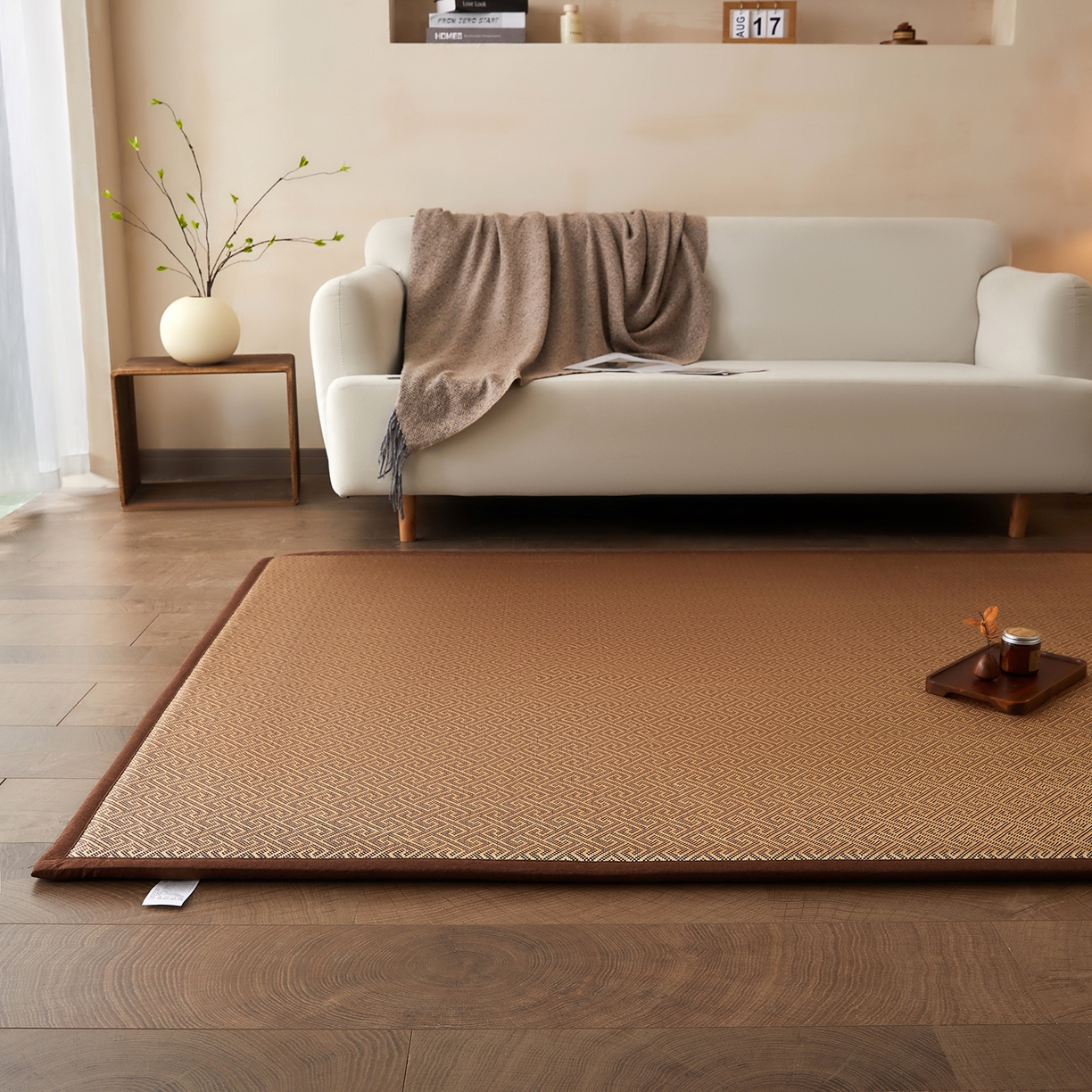 91家纺网 家纺一手货源 找家纺 航途席业 2026新款冰丝凉席地垫 回字冰藤