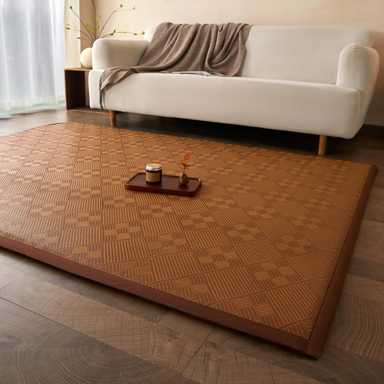 91家纺网 家纺一手货源 找家纺 航途席业 2026新款冰丝凉席地垫 九宫格