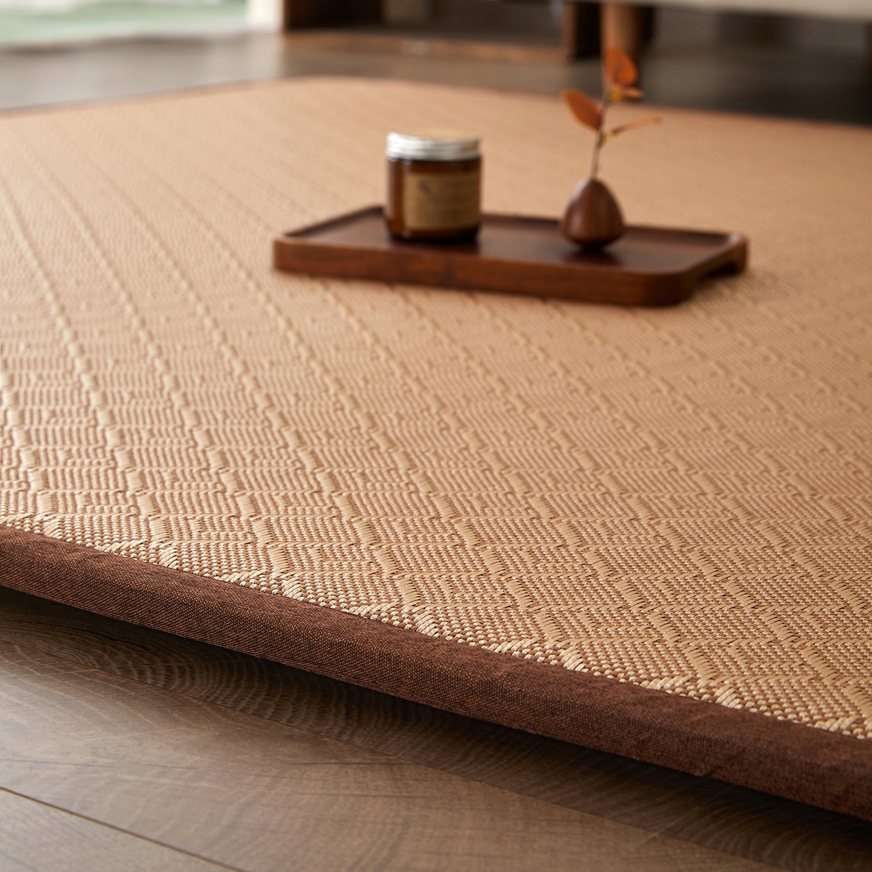 91家纺网 家纺一手货源 找家纺 航途席业 2026新款冰丝凉席地垫 三角冰藤