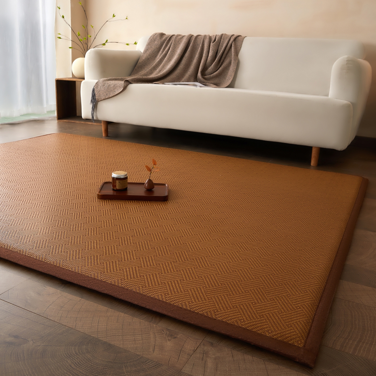 91家纺网 家纺一手货源 找家纺 航途席业 2026新款冰丝凉席地垫 饼干花