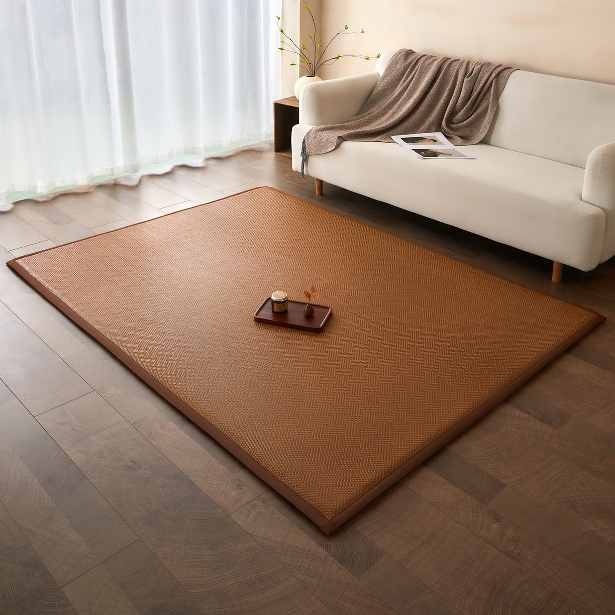 91家纺网 家纺一手货源 找家纺 航途席业 2026新款冰丝凉席地垫 饼干花