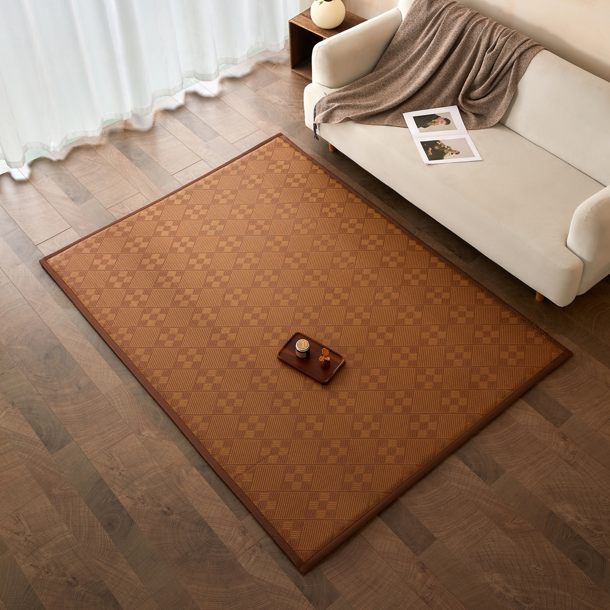 91家纺网 家纺一手货源 找家纺 航途席业 2026新款冰丝凉席地垫 九宫格