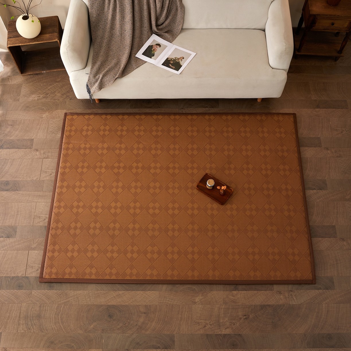 91家纺网 家纺一手货源 找家纺 航途席业 2026新款冰丝凉席地垫 九宫格