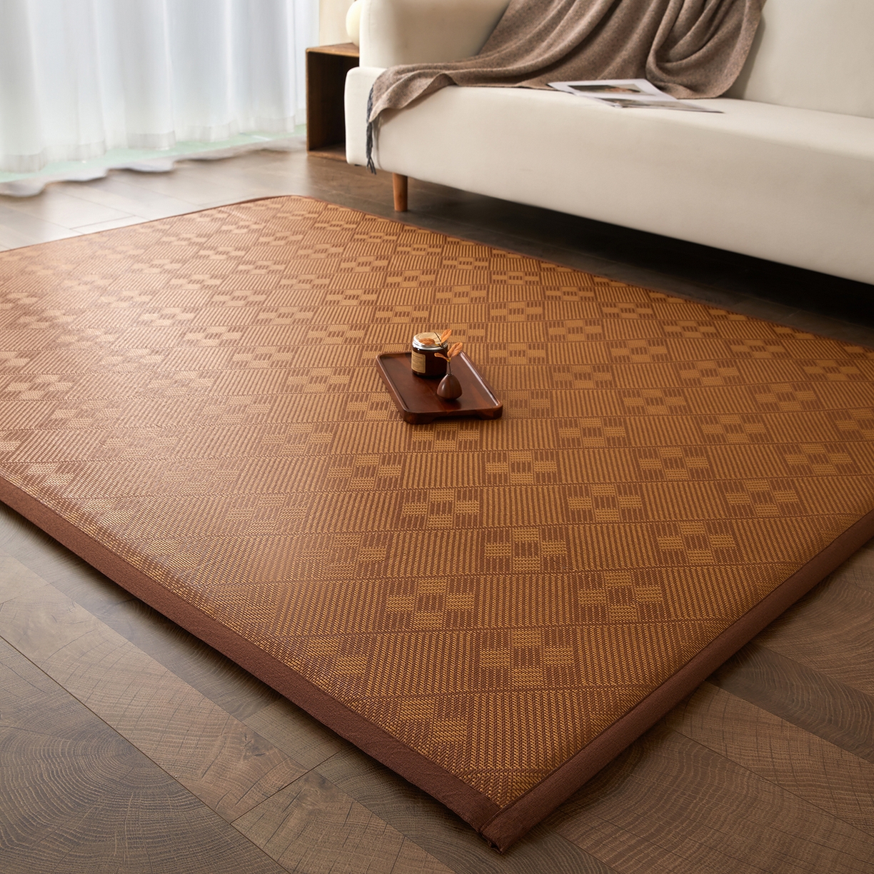 91家纺网 家纺一手货源 找家纺 航途席业 2026新款冰丝凉席地垫 九宫格