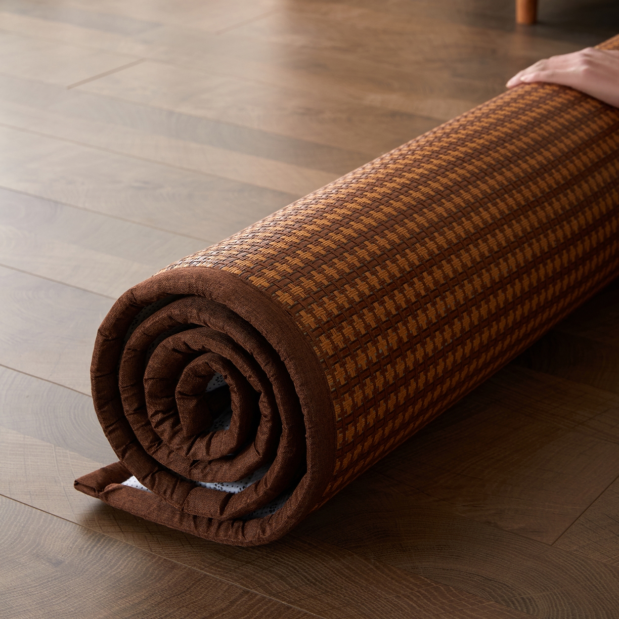 91家纺网 家纺一手货源 找家纺 航途席业 2026新款冰丝凉席地垫 古奢藤