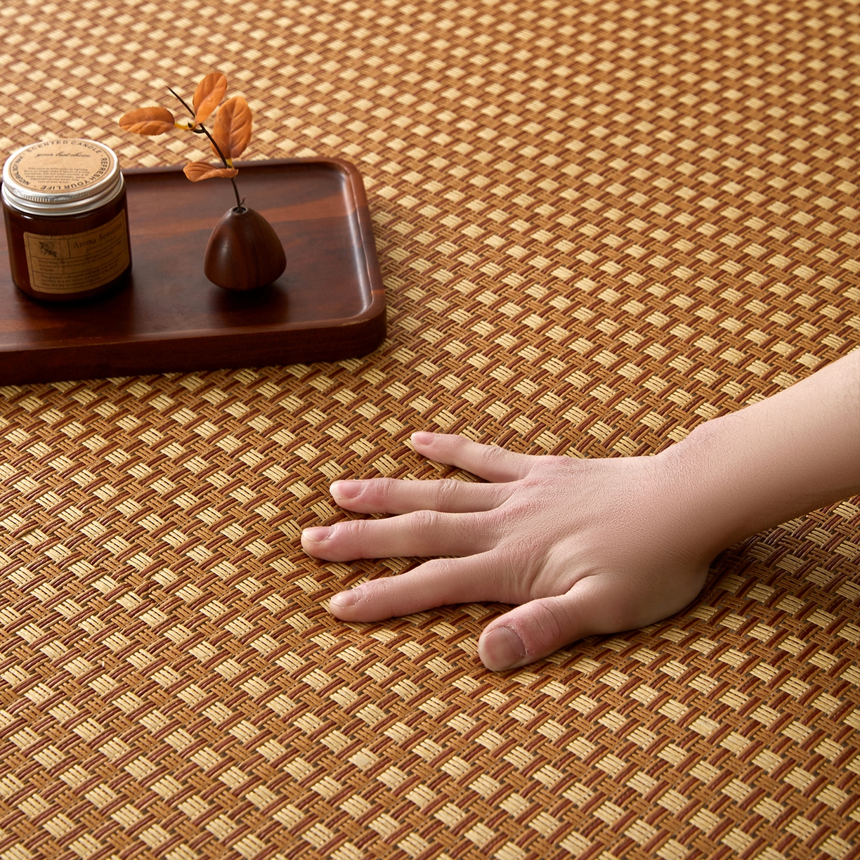 91家纺网 家纺一手货源 找家纺 航途席业 2026新款冰丝凉席地垫 白玉藤