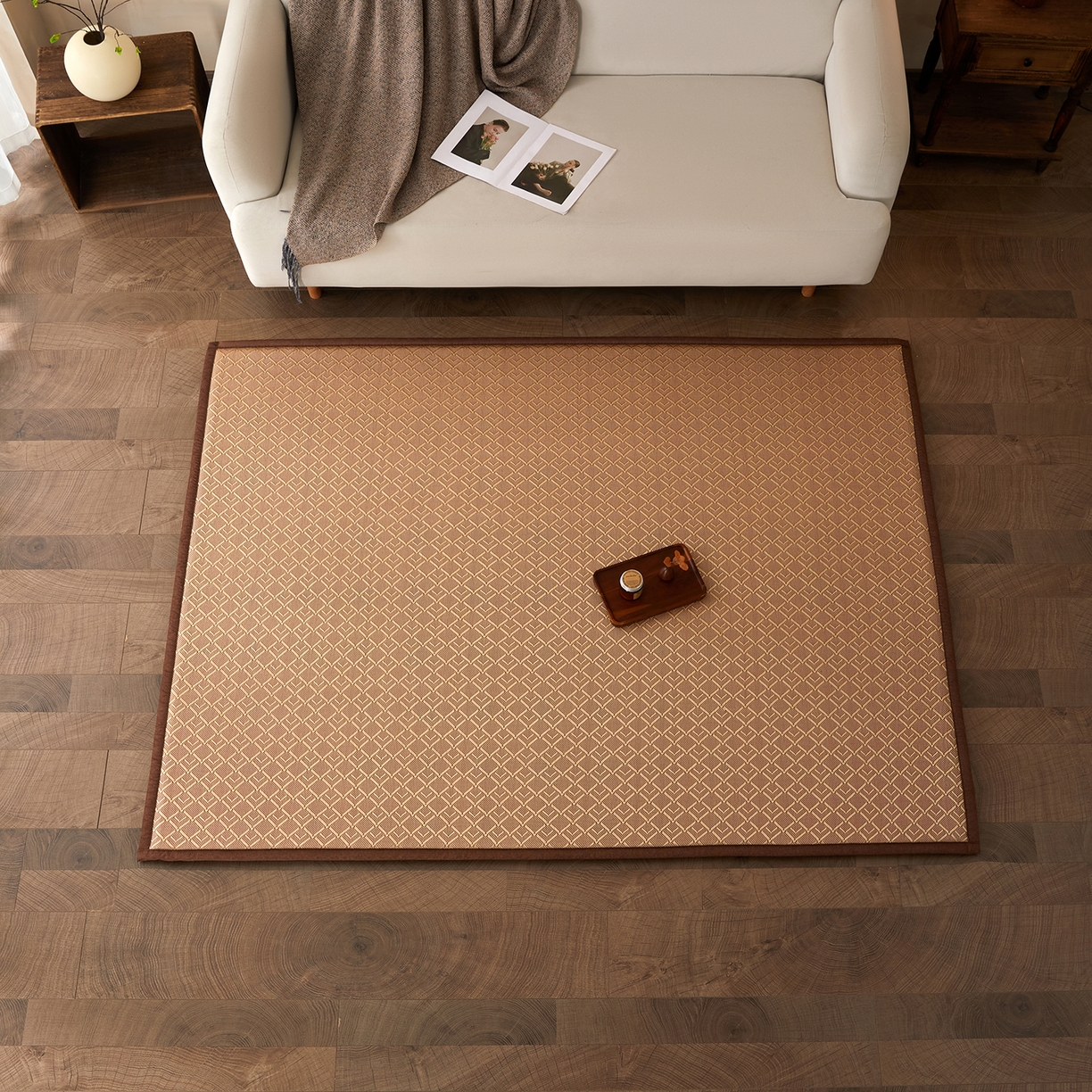 91家纺网 家纺一手货源 找家纺 航途席业 2026新款冰丝凉席地垫 三角冰藤