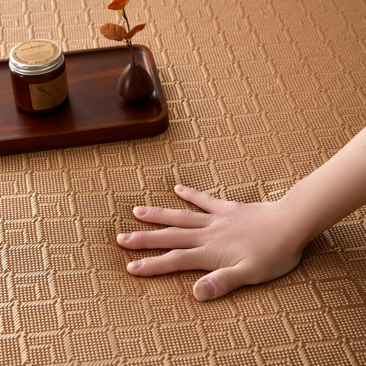 91家纺网 家纺一手货源 找家纺 航途席业 2026新款冰丝凉席地垫 三角冰藤