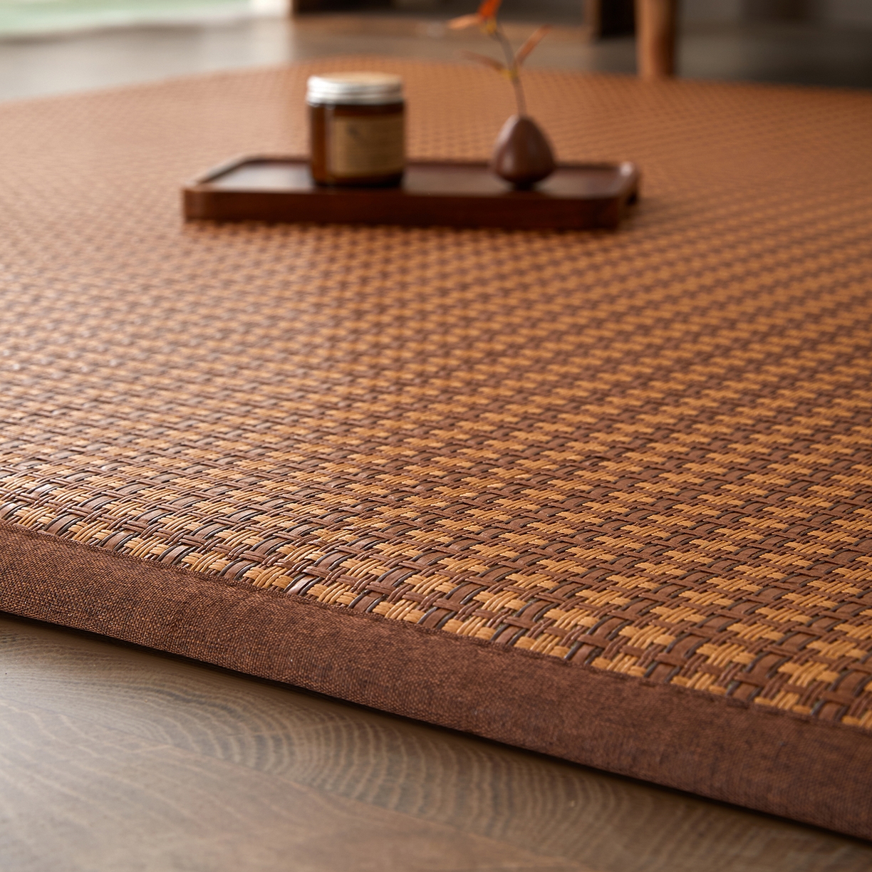 91家纺网 家纺一手货源 找家纺 航途席业 2026新款冰丝凉席地垫 古奢藤