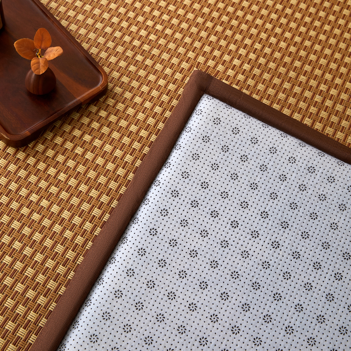 91家纺网 家纺一手货源 找家纺 航途席业 2026新款冰丝凉席地垫 白玉藤