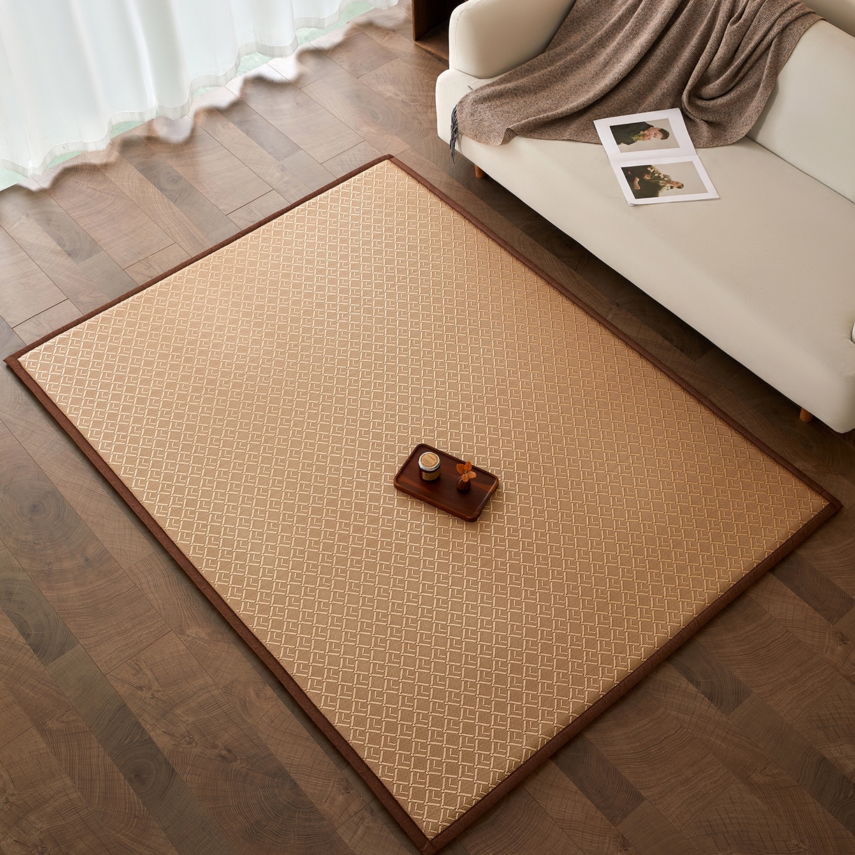 91家纺网 家纺一手货源 找家纺 航途席业 2026新款冰丝凉席地垫 三角冰藤