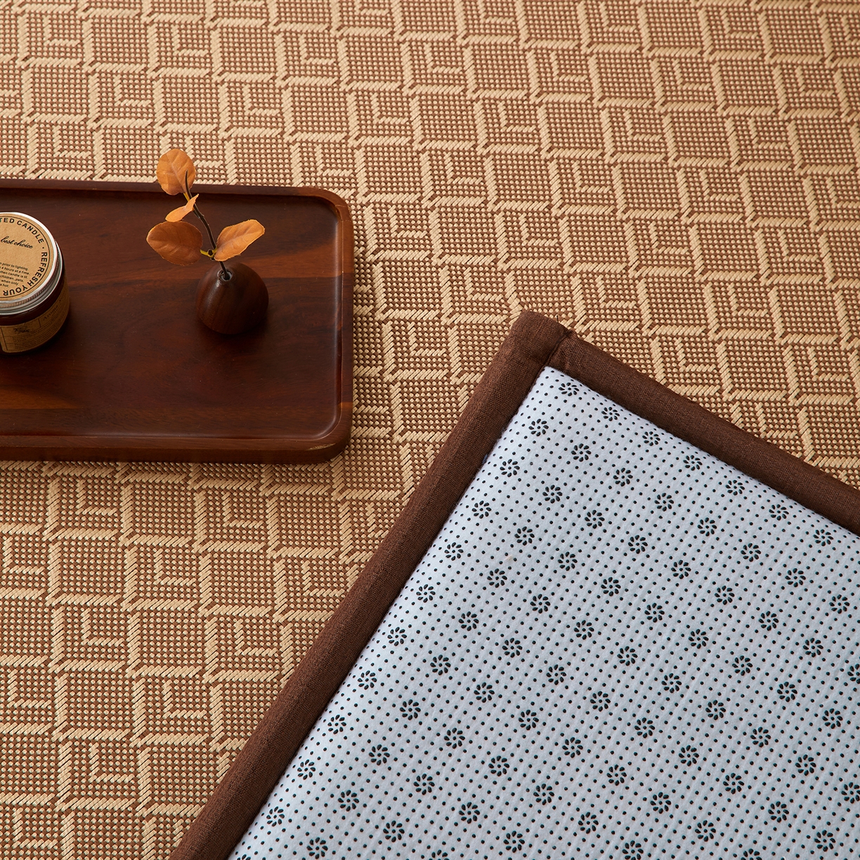 91家纺网 家纺一手货源 找家纺 航途席业 2026新款冰丝凉席地垫 三角冰藤