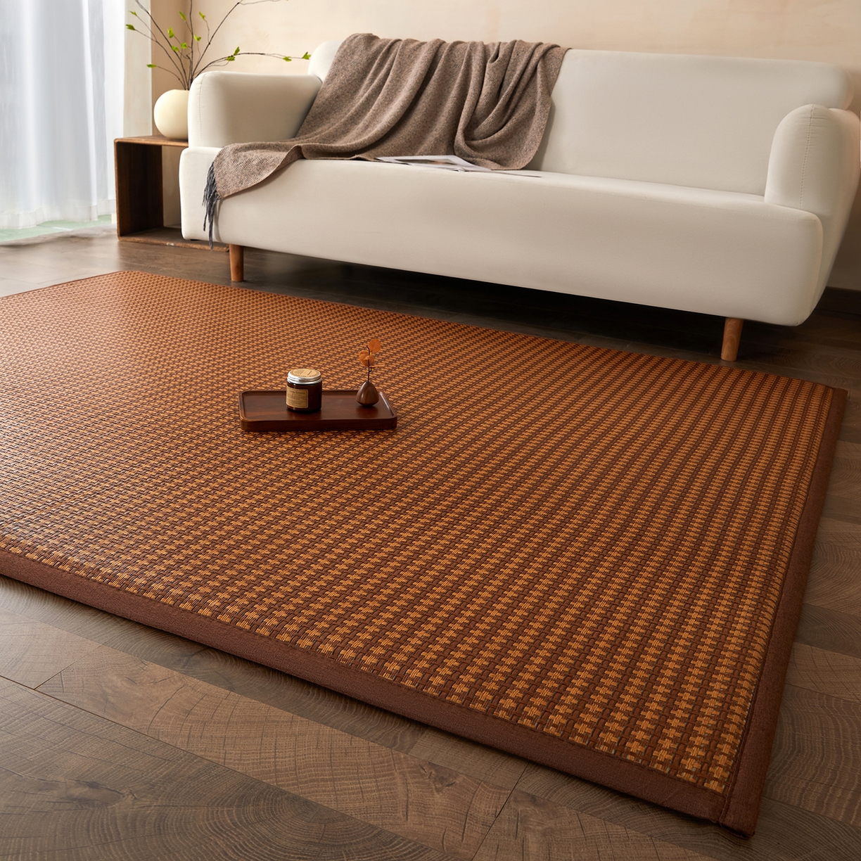 91家纺网 家纺一手货源 找家纺 航途席业 2026新款冰丝凉席地垫 古奢藤