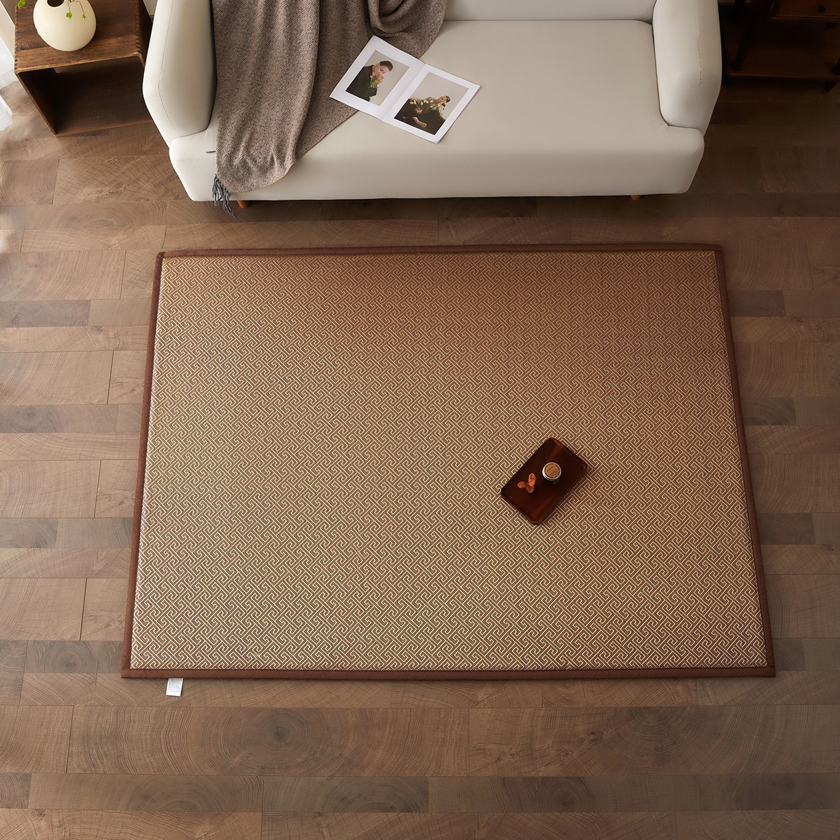 91家纺网 家纺一手货源 找家纺 航途席业 2026新款冰丝凉席地垫 回字冰藤