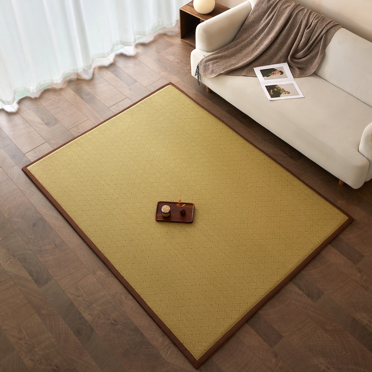 91家纺网 家纺一手货源 找家纺 航途席业 2026新款冰丝凉席地垫 绿饼干