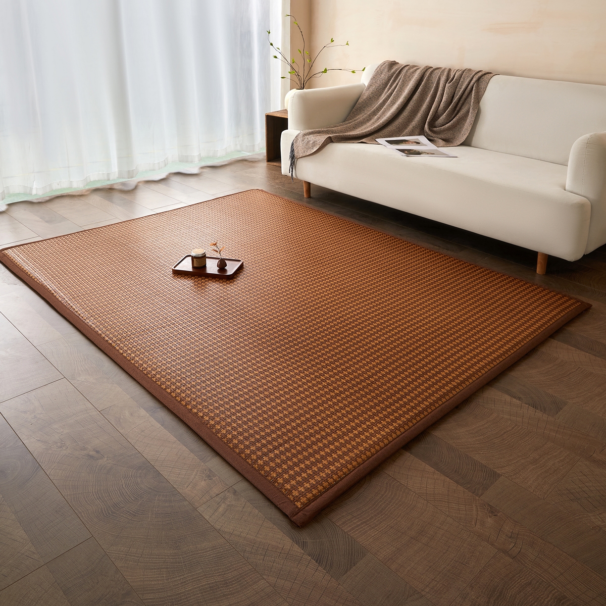 91家纺网 家纺一手货源 找家纺 航途席业 2026新款冰丝凉席地垫 古奢藤