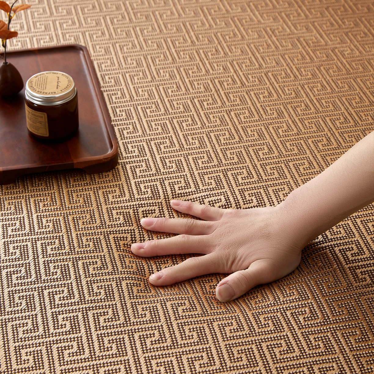 91家纺网 家纺一手货源 找家纺 航途席业 2026新款冰丝凉席地垫 回字冰藤