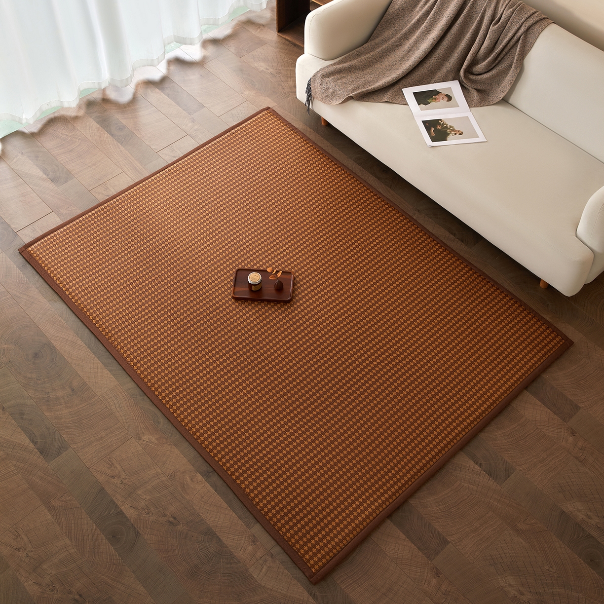 91家纺网 家纺一手货源 找家纺 航途席业 2026新款冰丝凉席地垫 古奢藤