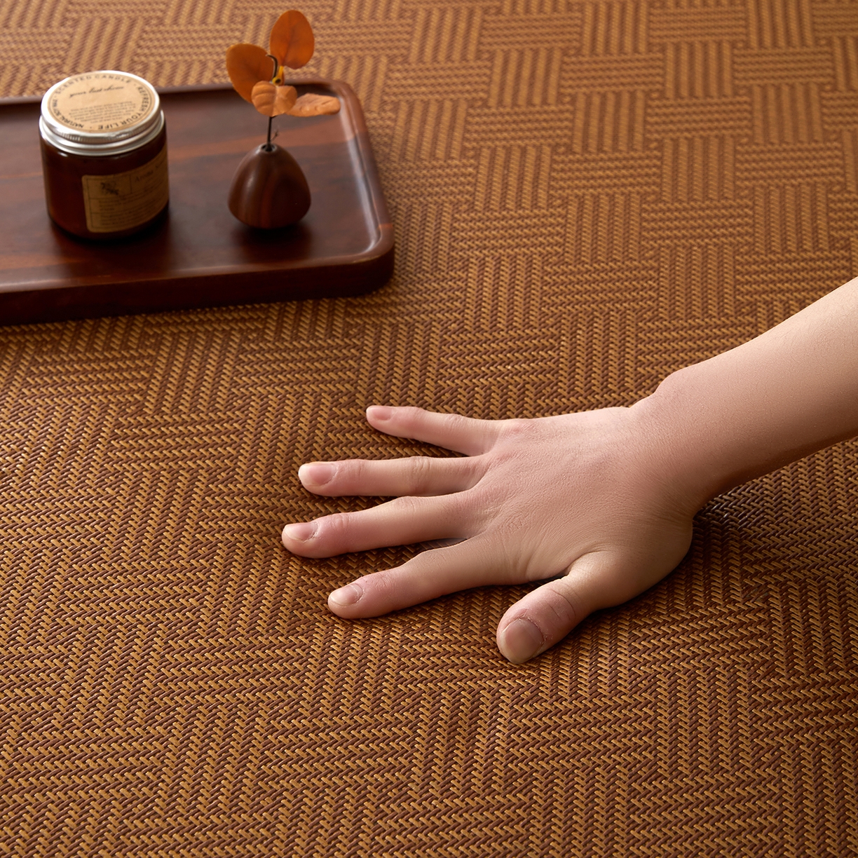 91家纺网 家纺一手货源 找家纺 航途席业 2026新款冰丝凉席地垫 饼干花