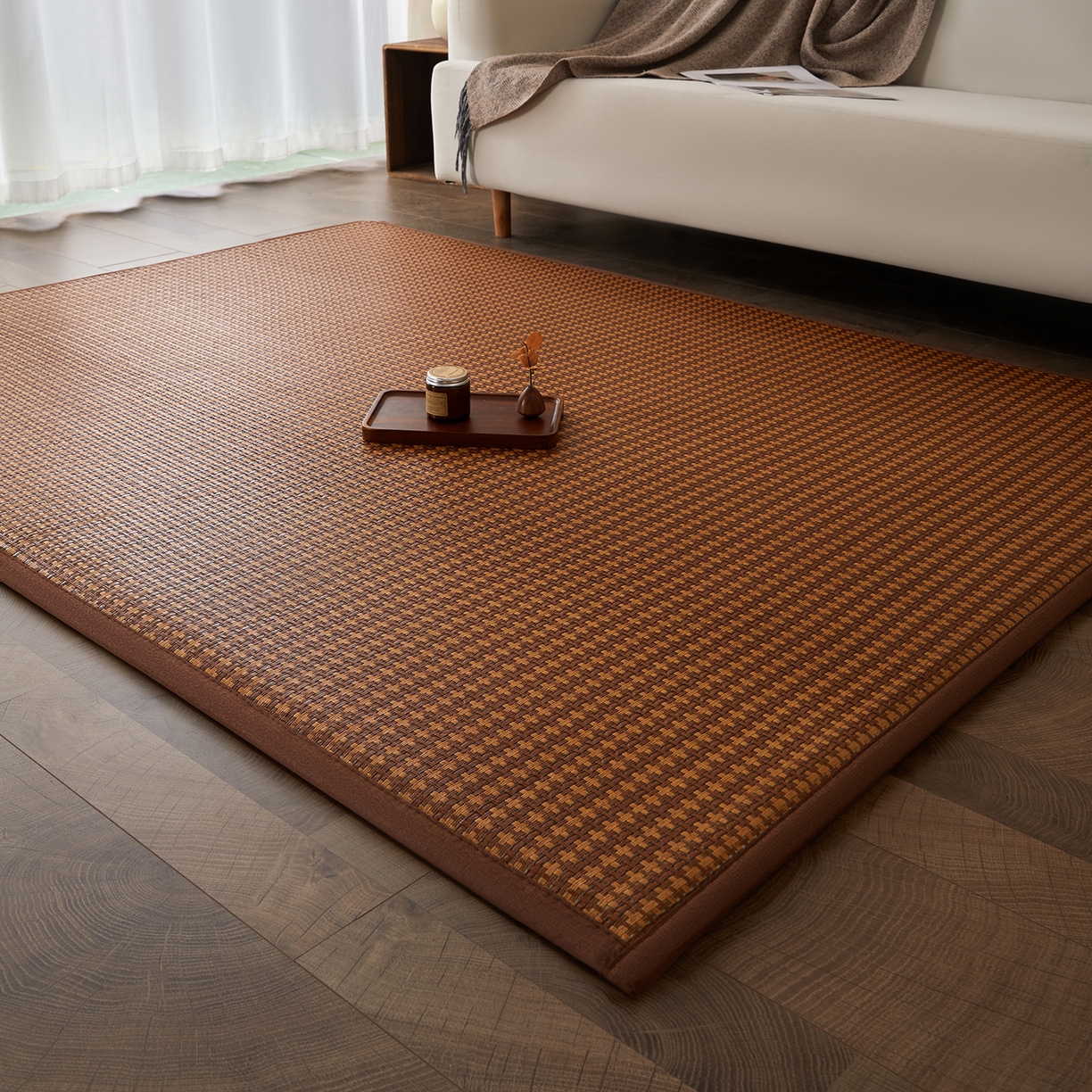 91家纺网 家纺一手货源 找家纺 航途席业 2026新款冰丝凉席地垫 古奢藤