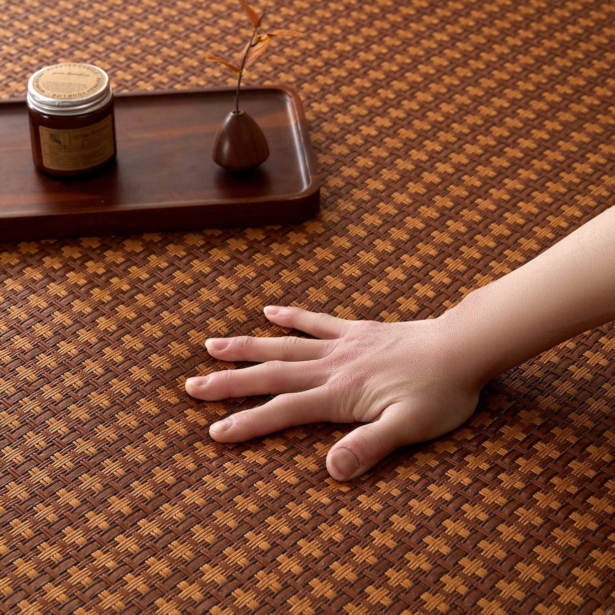 91家纺网 家纺一手货源 找家纺 航途席业 2026新款冰丝凉席地垫 古奢藤